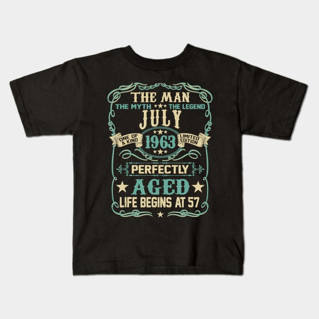 57th Birthday Gift The M57th Birthday Gift The Man Myth Legend Born In JULY 1963 T-Shirtn Myth Legend Born In JULY 1963 T-Shirt Kids T-Shirt by Hot food